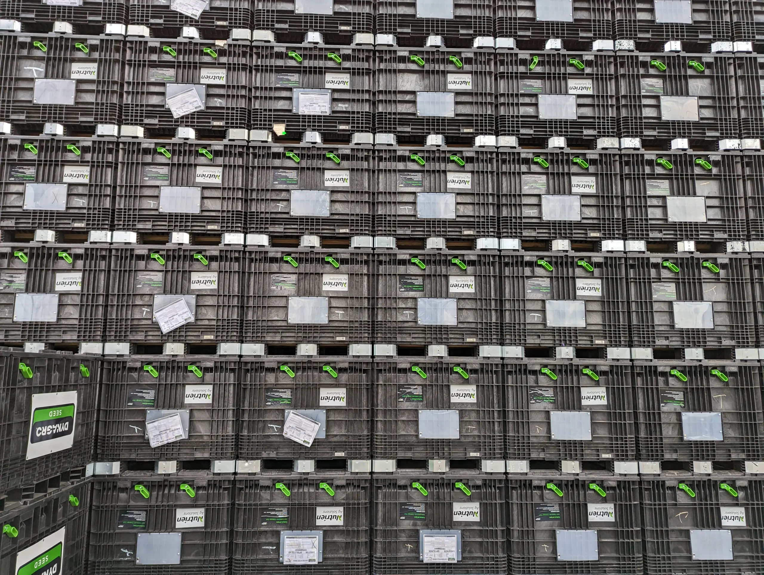 Nested and stacked Buckhorn CenterFlow seedboxes.